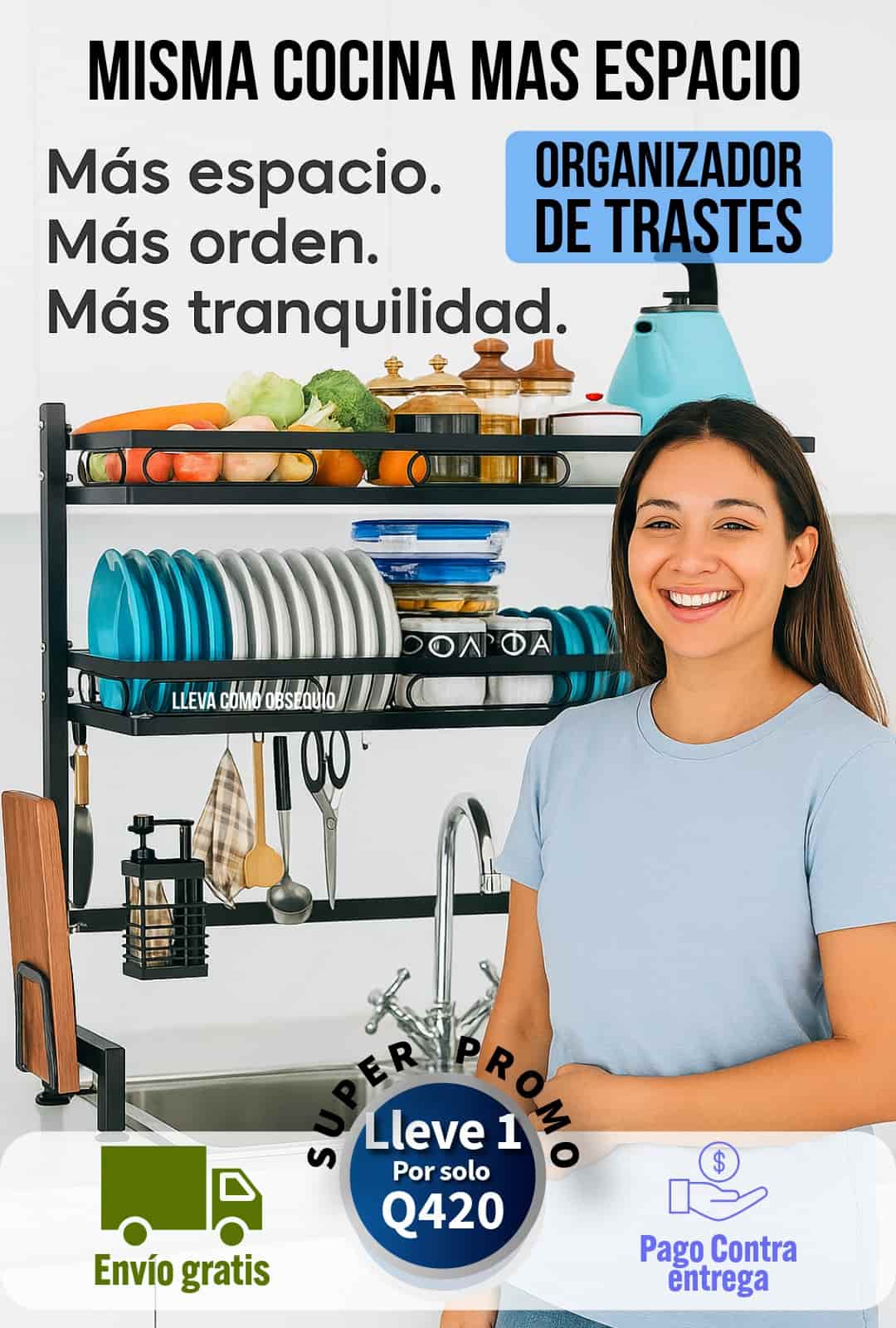 Escurridor Platos 3 Niveles en Acero Inoxidable