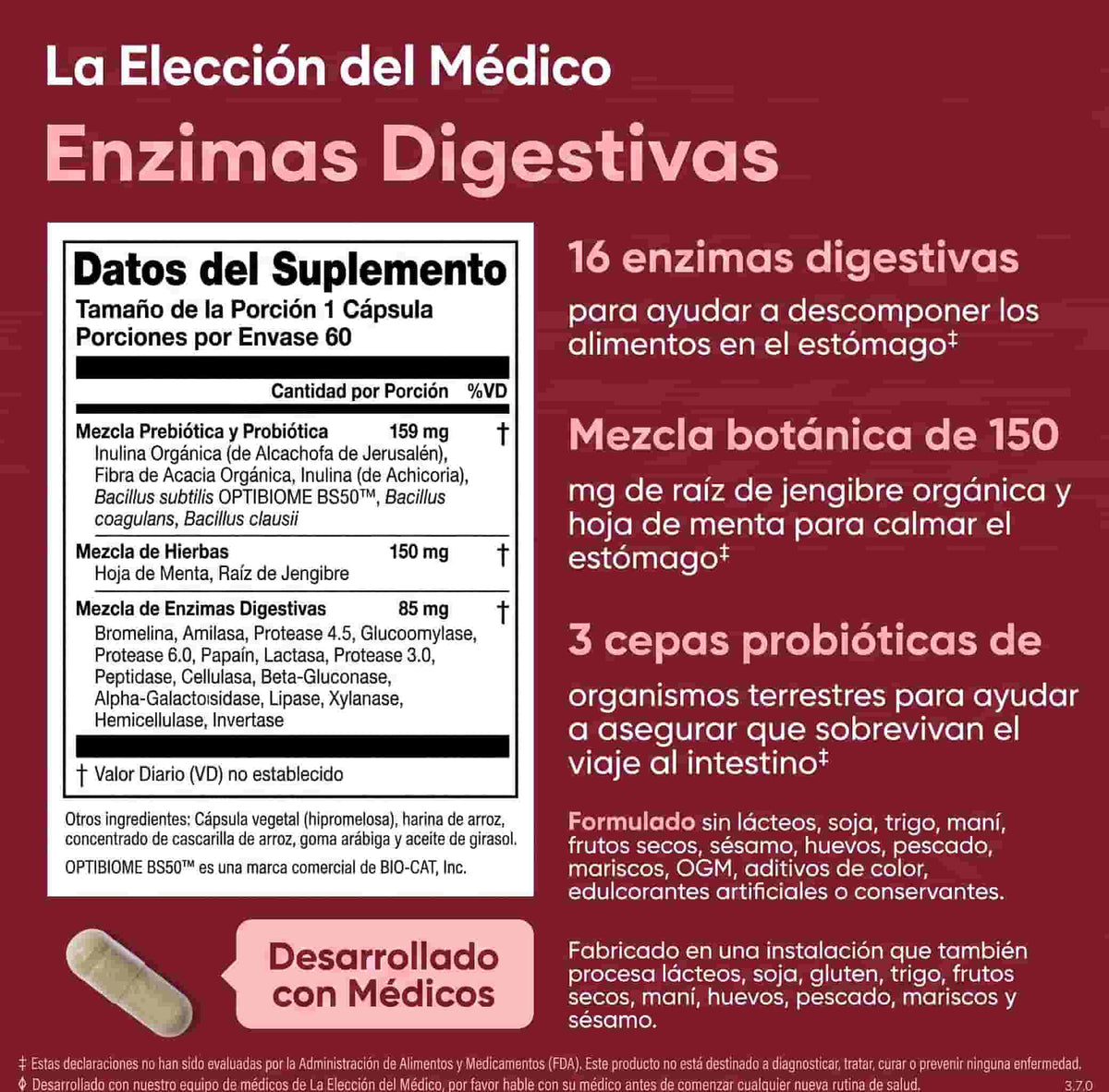 Enzimas Digestivas con Prebióticos y Probióticos · Physician's Choice