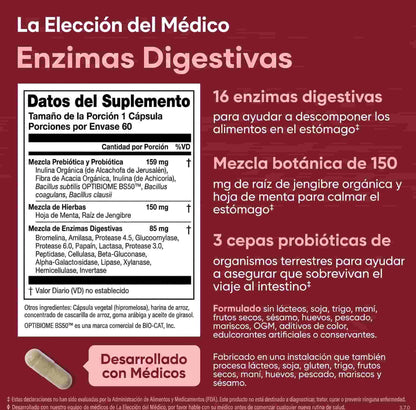 Enzimas Digestivas con Prebióticos y Probióticos · Physician's Choice